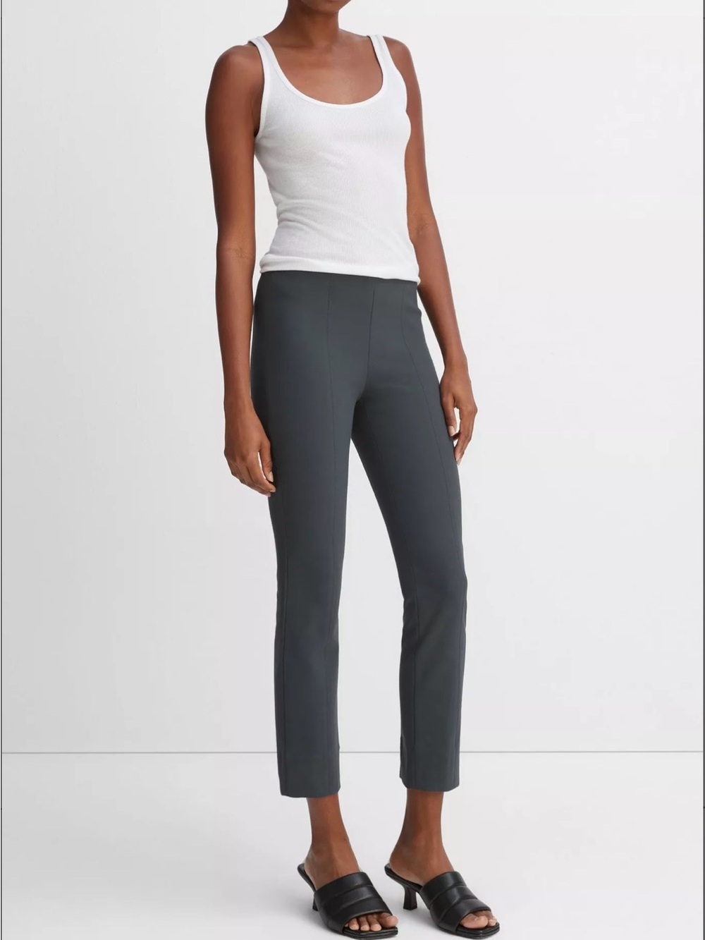 Vince Cropped Ponte Ankle Pants in Charcoal